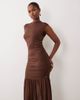 Vila VILA high neck slinky maxi dress in chocolate brown - 4