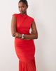 Vila VILA high neck slinky maxi dress in red - 4