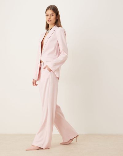 Vila VILA high rise tailored pants in cherry blossom pink - part of a set