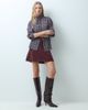 Vila Vila high waist knitted mini skirt set in burgundy melange-RED - 1