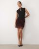Vila Vila high waist sequin & velour mini skirt with lace trim in burgundy-RED - 1