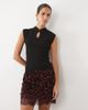 Vila Vila high waist sequin & velour mini skirt with lace trim in burgundy-RED - 2