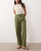 Vila VILA high waist turn-up hem canvas pants in olive green - 1
