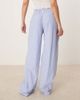 Vila Vila highwaist wide leg stripe dad pants with turn up cuff in blue - 3
