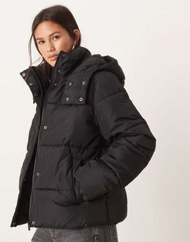 Vila VILA hooded short padded jacket in black