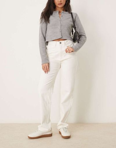 Vila VILA Kelly high waisted wide leg jeans in white