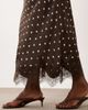 Vila VILA lace trim satin midaxi skirt in cream and chocolate polka dots - part of a set-White - 4