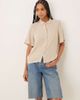 Vila Vila linen touch flutter sleeves shirt in stone-Neutral - 1