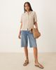 Vila Vila linen touch flutter sleeves shirt in stone-Neutral - 3