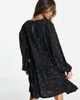 Vila Vila long sleeve mini smock dress with tiered skirt in black print - 4