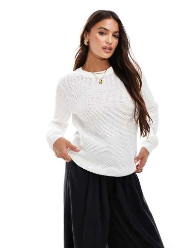 Vila Vila longsleeve textured knit sweater in white