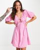 Vila Vila mini dress with cut-out in bright pink - 1