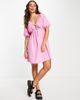 Vila Vila mini dress with cut-out in bright pink - 4