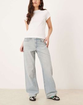 Vila Vila Palma low waist wide leg jeans in light blue denim