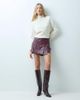 Vila Vila pleat front leather-look mini skort in burgundy-RED - 1