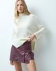 Vila Vila pleat front leather-look mini skort in burgundy-RED - 4