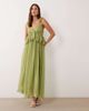 Vila VILA ruffle strap chiffon maxi dress in deep sage-Green - 1