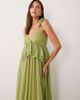 Vila VILA ruffle strap chiffon maxi dress in deep sage-Green - 4
