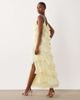 Vila VILA ruffled cami maxi dress with leg slit in pastel yellow - 1