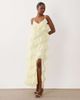 Vila VILA ruffled cami maxi dress with leg slit in pastel yellow - 3