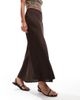 Vila Vila satin maxi skirt in chocolate brown - 1