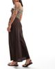 Vila Vila satin maxi skirt in chocolate brown - 3