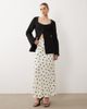 Vila VILA satin maxi skirt in cream and black polka dot-White - 1