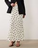 Vila VILA satin maxi skirt in cream and black polka dot-White - 2