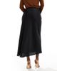 Vila VILA satin midi skirt in black - 2