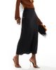 Vila VILA satin midi skirt in black - 3