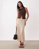 Vila Vila satin midi skirt in sand-Neutral - 1