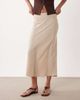 Vila Vila satin midi skirt in sand-Neutral - 2