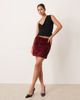 Vila Vila sequin mini skirt in dark red - 3