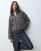 Vila Vila short textured harrington jacket in brown and blue check - 1