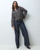 Vila Vila short textured harrington jacket in brown and blue check - 3