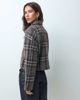 Vila Vila short textured harrington jacket in brown and blue check - 4
