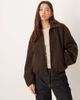 Vila VILA smart brushed bomber jacket in chocolate brown - 1