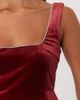 Vila VILA square neck sleeveless velvet mini dress in berry red - 2