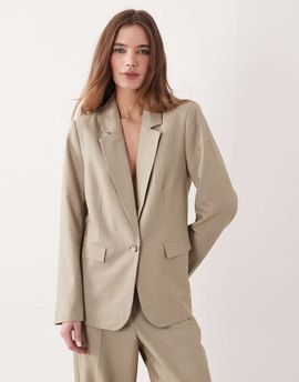 Vila VILA tailored blazer in heathered seneca rock - part of a set-Neutral
