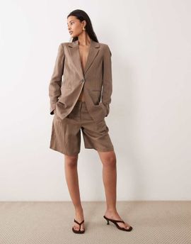Vila VILA tailored shorts in cub brown - part of a set
