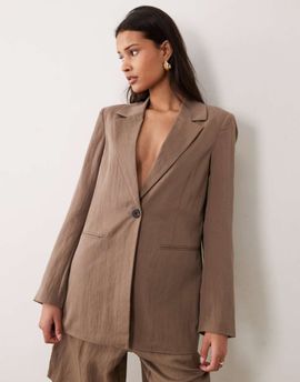 Vila VILA tailored single button blazer in cub brown - part of a set