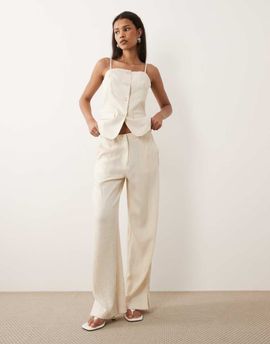 Vila VILA tailored wide leg pants in cream - part of a set-White