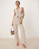 Vila Vila textured jersey wide leg pants in light heathered natural - part of a set-Neutral - 1