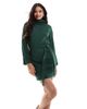 Vila Vila turtle neck mini sweater dress with tie waist in green - 1