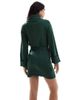 Vila Vila turtle neck mini sweater dress with tie waist in green - 4