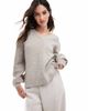 Vila Vila v neck sweater in natural melange-Neutral - 2