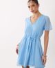 Vila VILA waist detail short sleeve mini dress in solid blue - 1