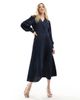 Vila VILA wrap full maxi dress in navy-Blue - 1
