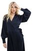 Vila VILA wrap full maxi dress in navy-Blue - 4