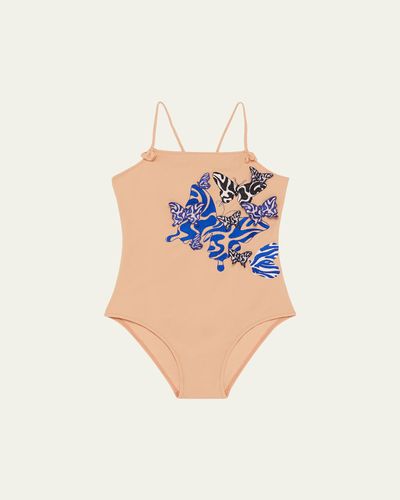 Vilebrequin Girl's Swimsuit W/ Embroidered Butterflies